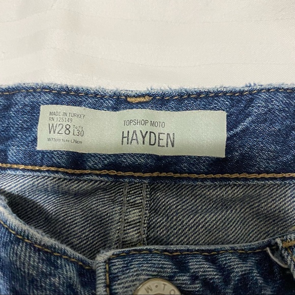 Topshop Moto Hayden Ripped Boyfriend Button Fly Jean Blue 28 - Picture 10 of 14